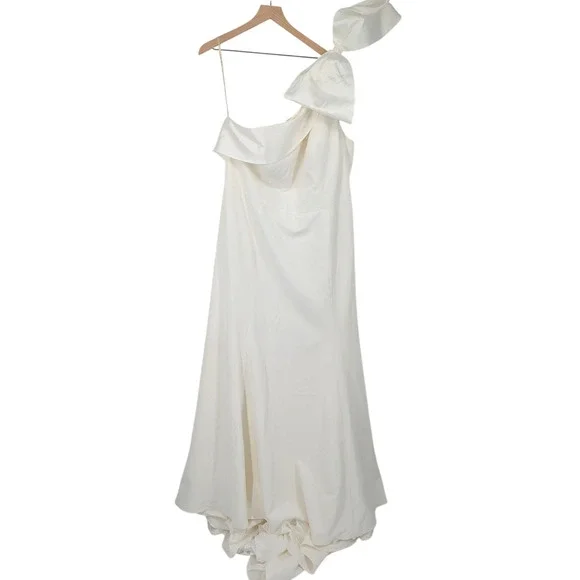 Jenny Yoo Tabitha Wedding Dress Ivory One Shoulder Bow Bridal Gown Size 26 NWT - Picture 3 of 5